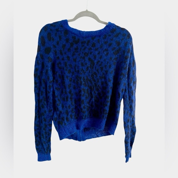 The Kooples Blue Leopard Mohair Print Sweater, size small - Picture 1 of 5